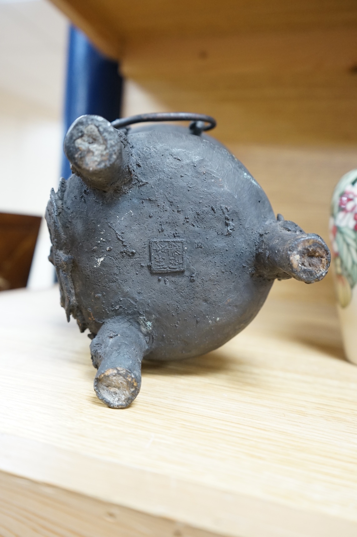 A Chinese or Japanese archaistic bronze censer, 16cm high